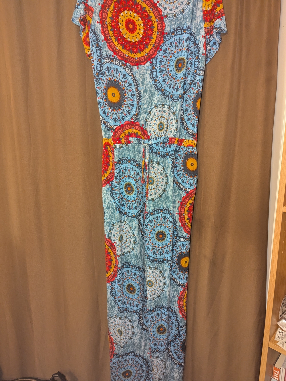 SHEIN Blue Red Yellow Mandala Print Maxi Jumpsuit